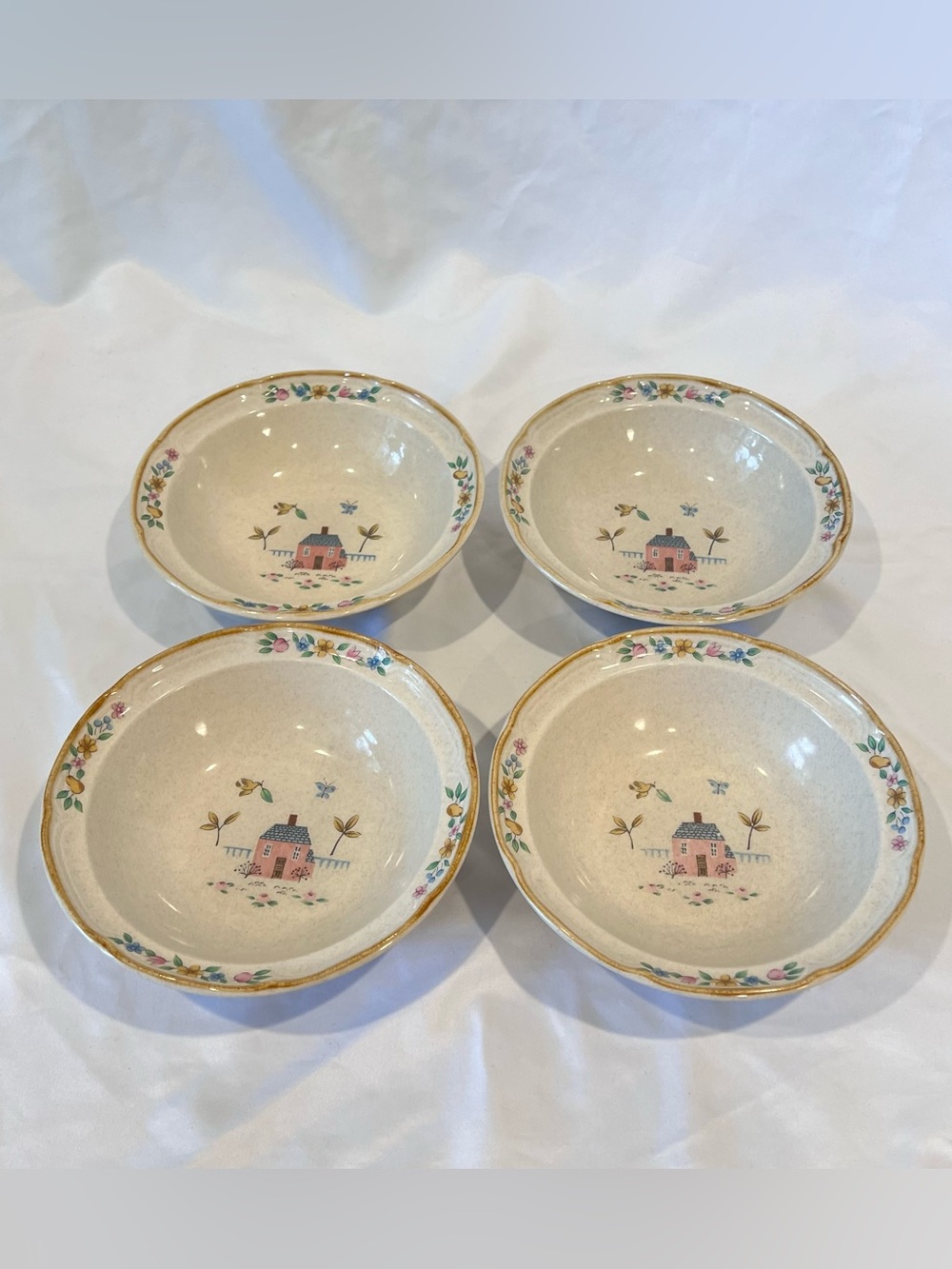 Vintage International Tableworks Heartland Stoneware Cereal Bowls Set 4 Japan